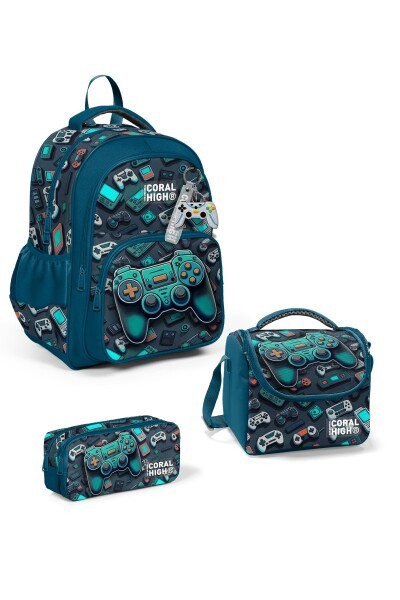 Coral High Kids Nefti Gamer Desenli 3’lü Okul Çanta Seti