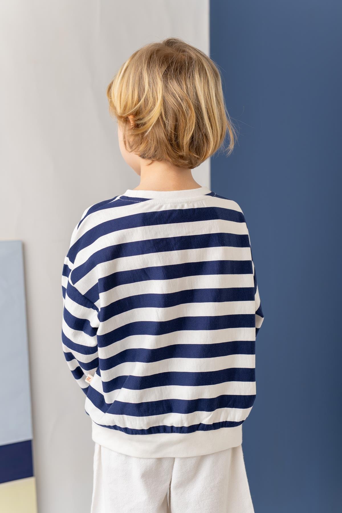 Unisex Çizgili Sweatshirt