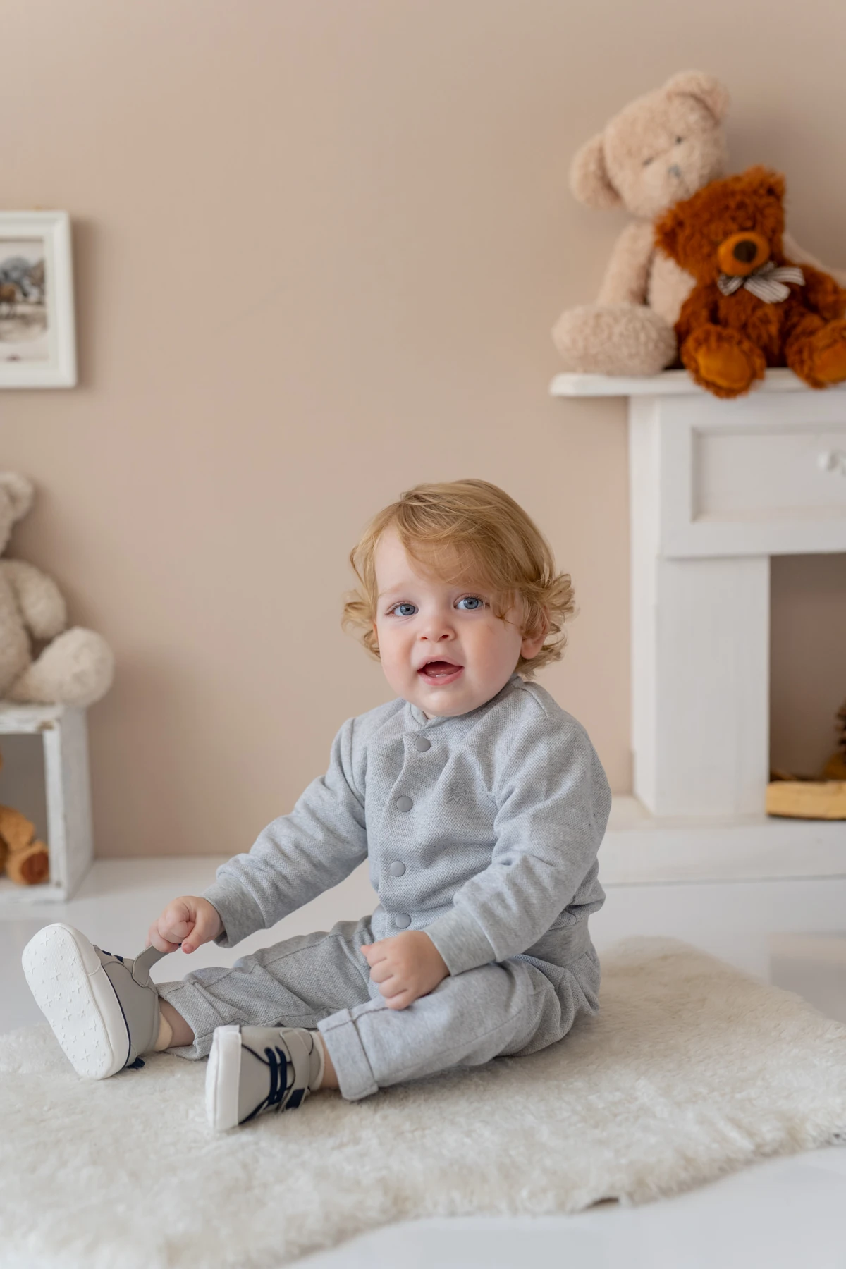 Erkek Bebek Çıtlı Örme Ceket ve Pantolon Takım