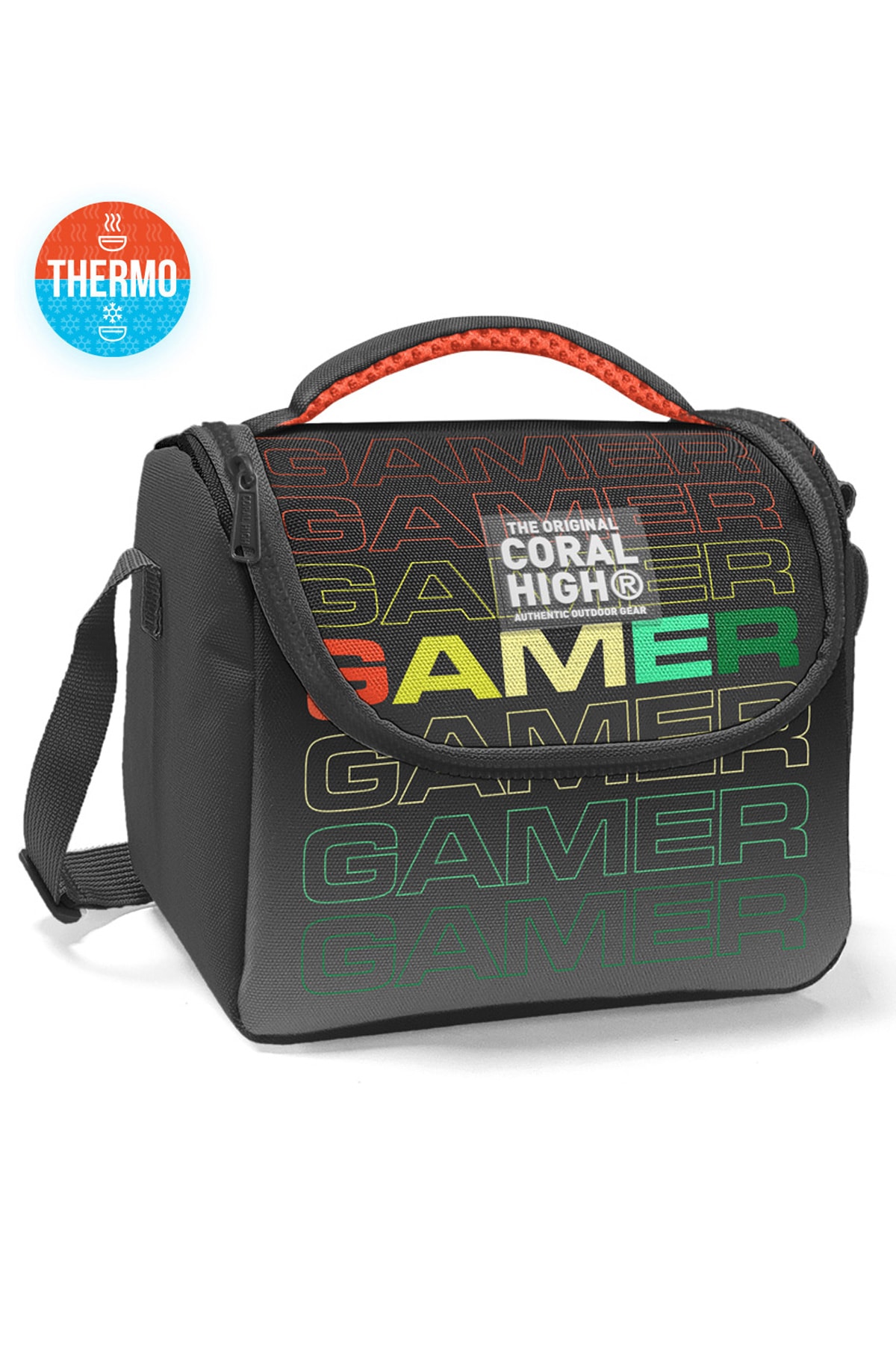 Coral High Siyah Gri Gamer Desenli 3’lü Okul Çanta Seti 