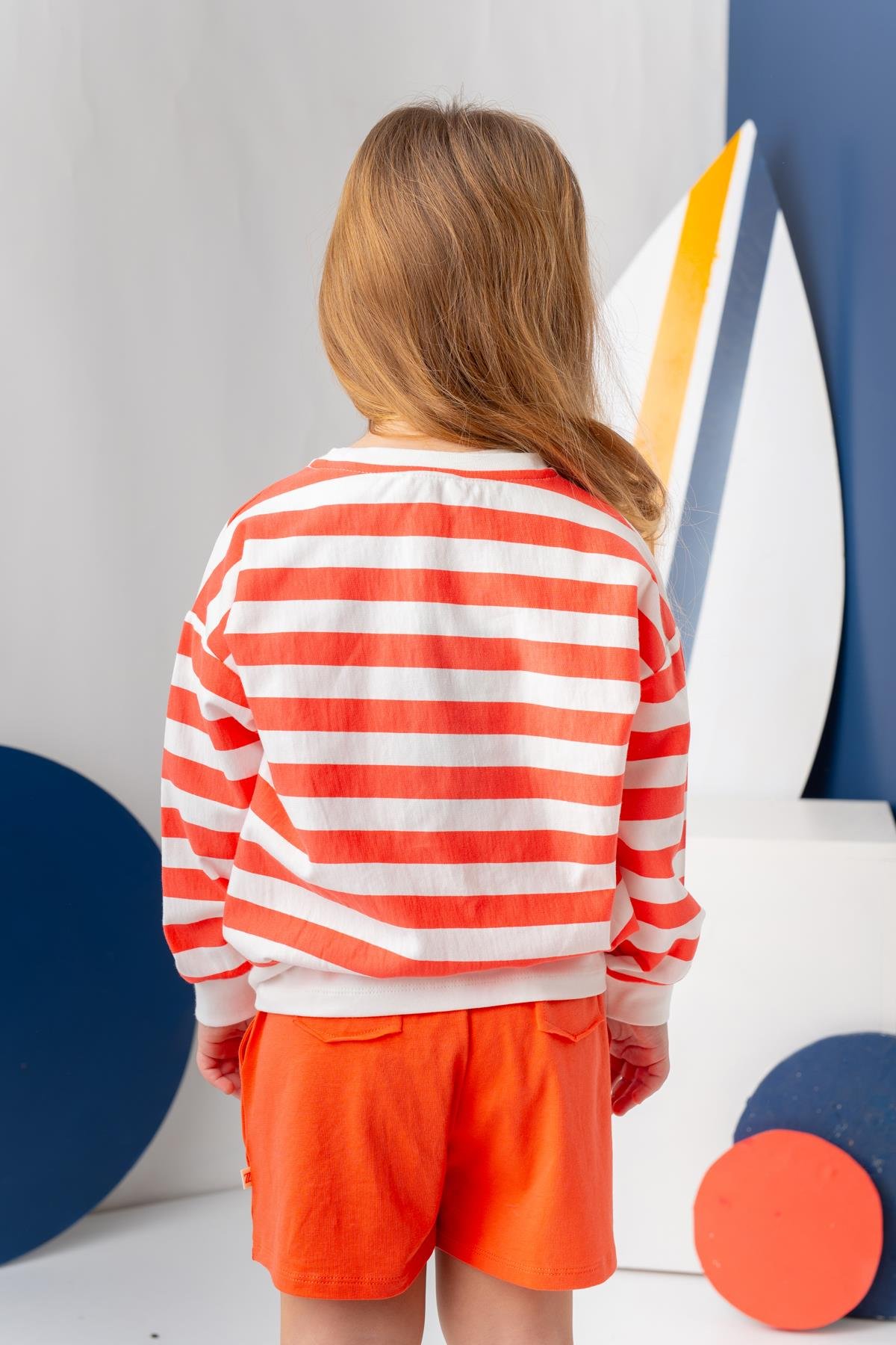 Unisex Çizgili Sweatshirt