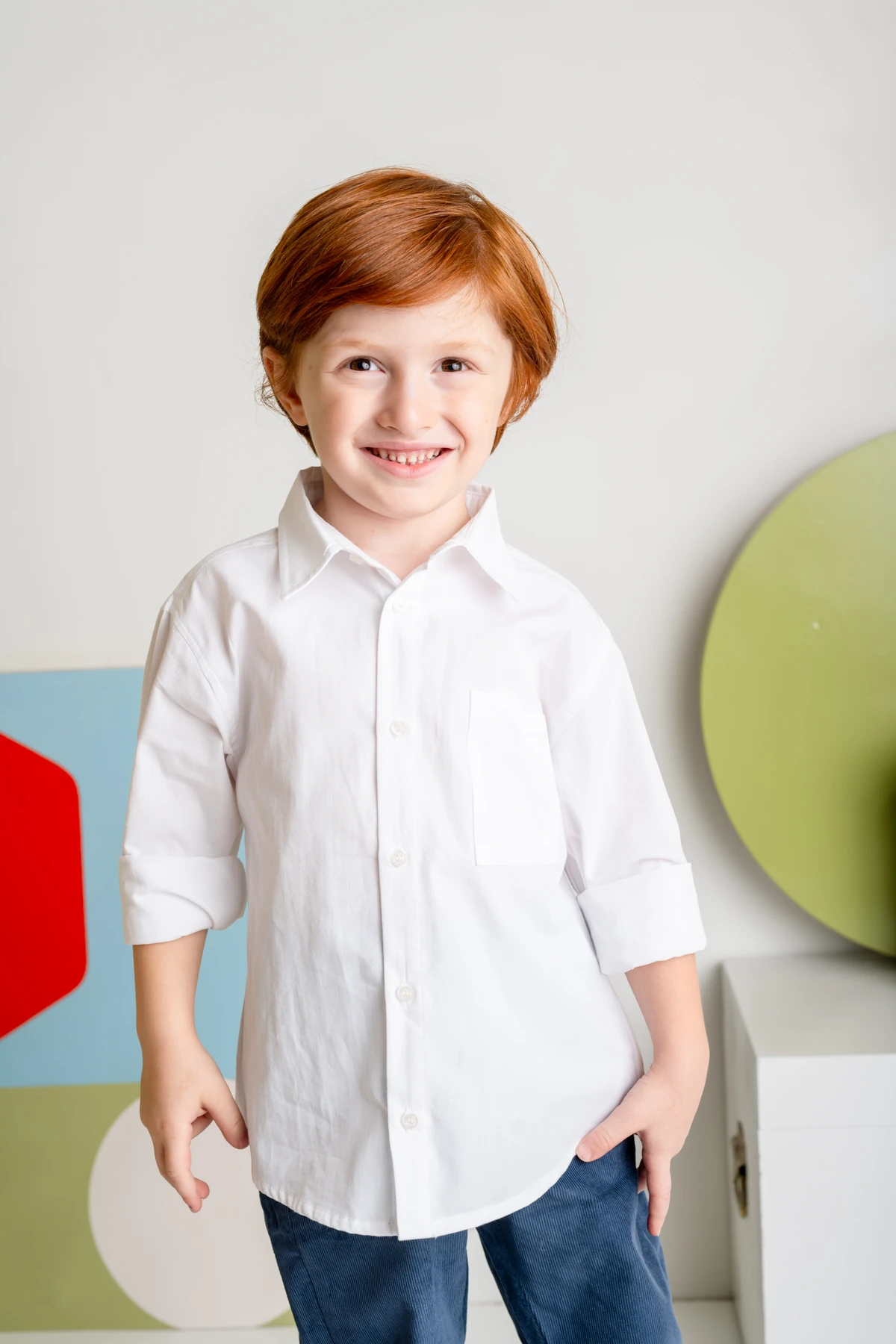 Erkek Çocuk Cep Detaylı Poplin Gömlek