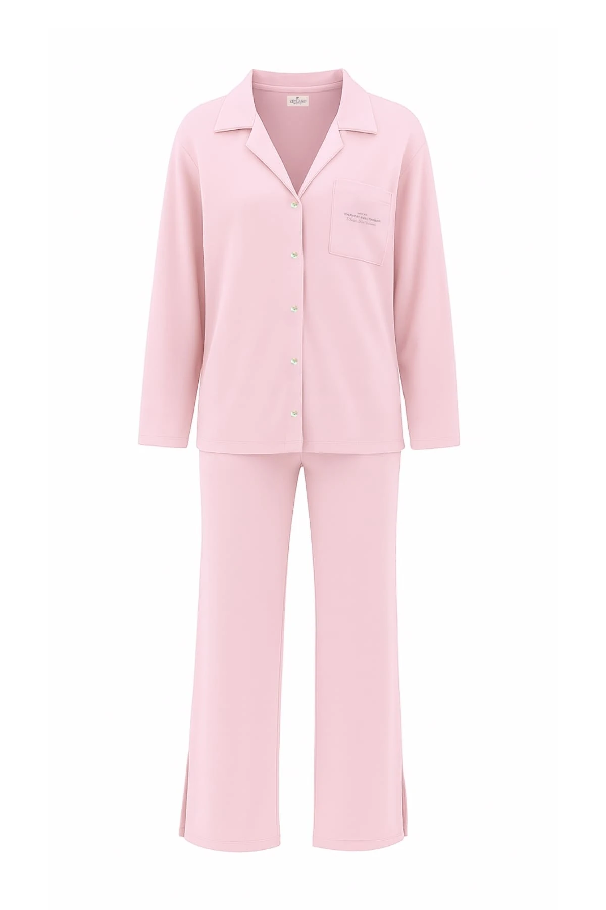  Kadın Önden Düğmeli İkili Takım - Pembe