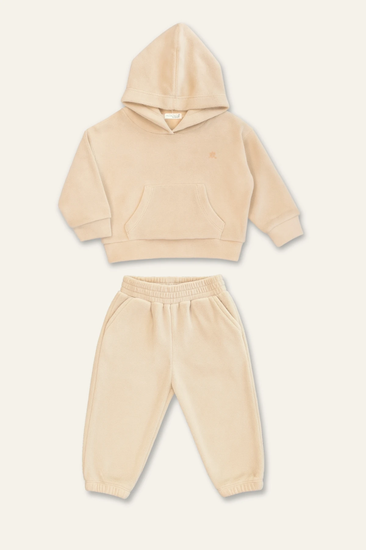 Unisex Çocuk Kapşonlu Kanguru Cepli Polar İkili Takım