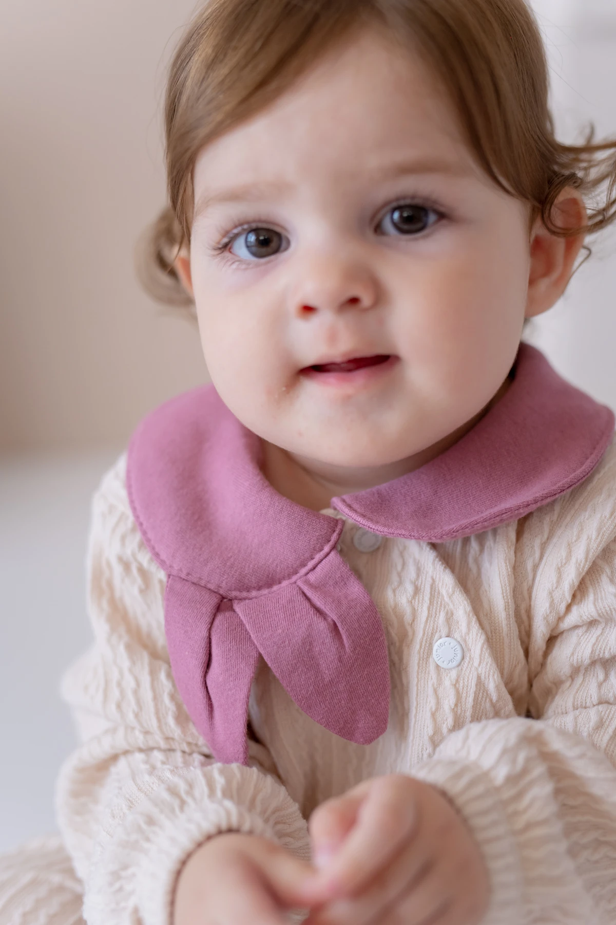 Kız Bebek Bebe Yaka Örme Tulum