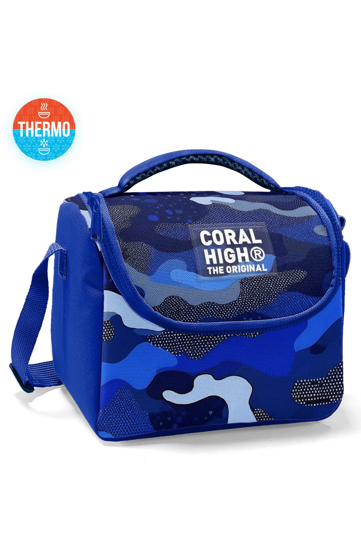 Coral High Lacivert Saks Kamuflaj Desenli 3’lü Okul Çanta Seti