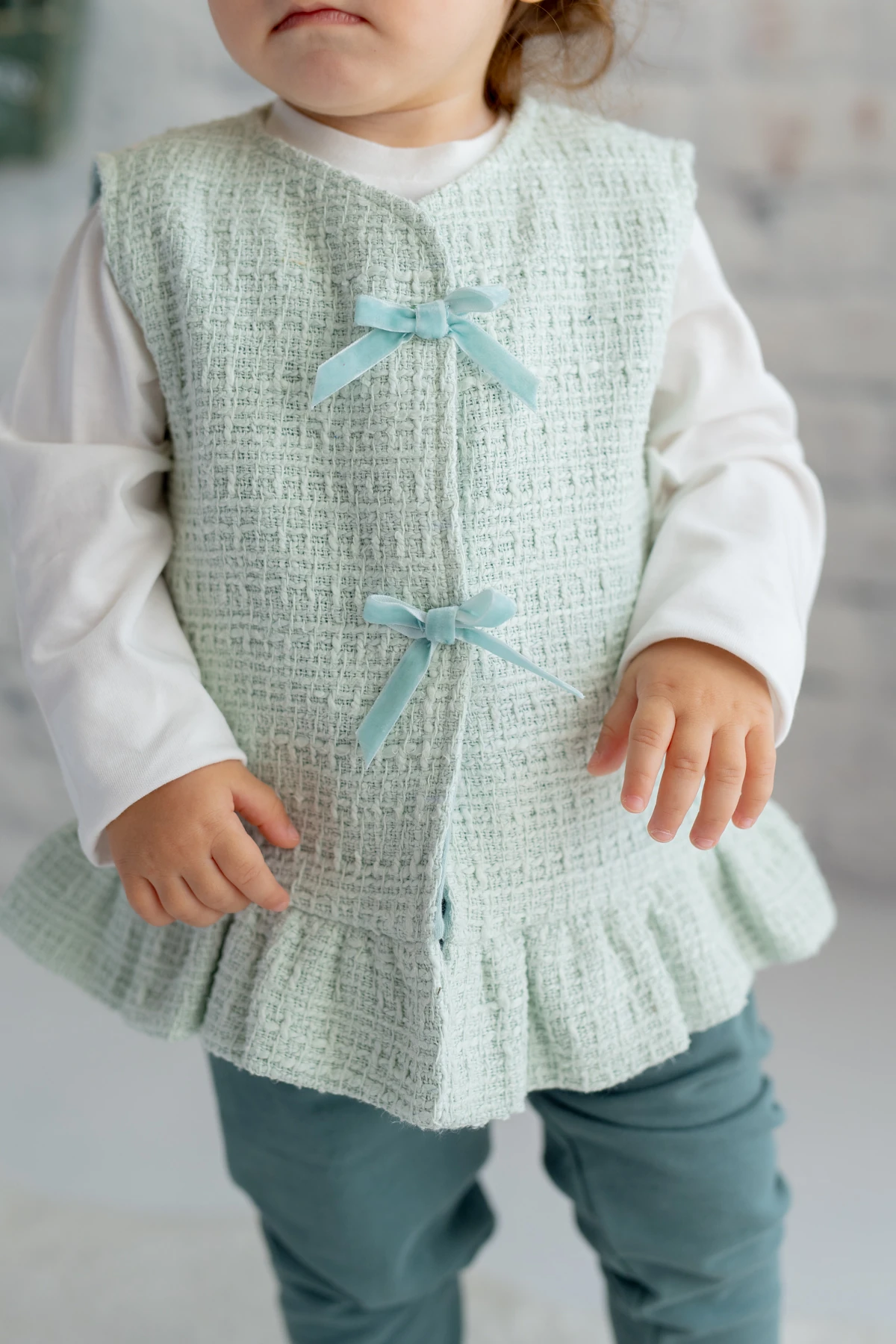 Kız Bebek Bebe Yaka Örme Takım