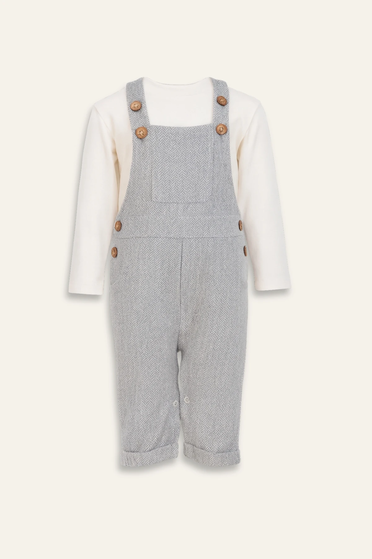 Erkek Bebek Saloped ve T-shirt Takım - Gri