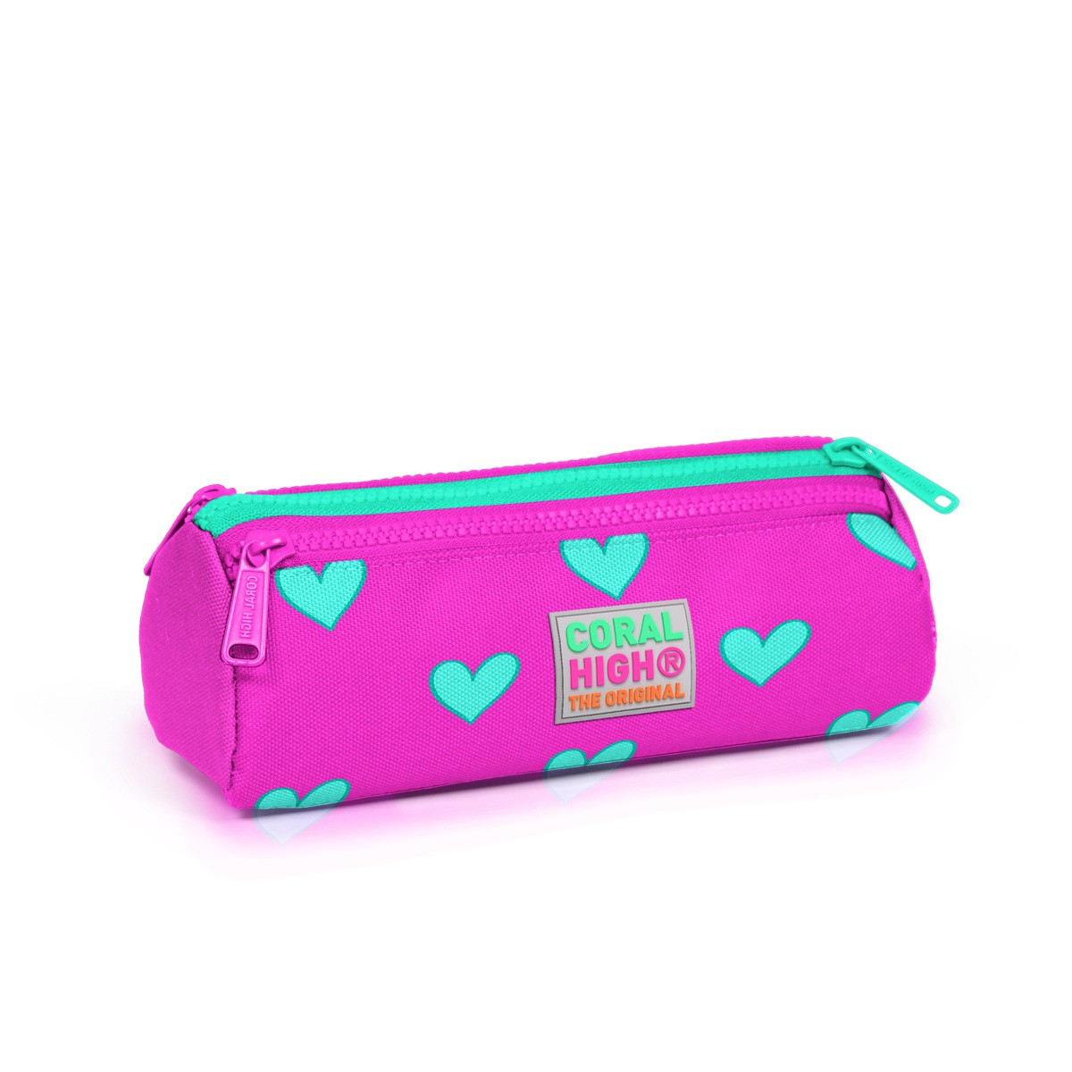 Coral High Kids Neon Pembe Su Yeşili Kalp Desenli 3’lü Okul Çanta Seti