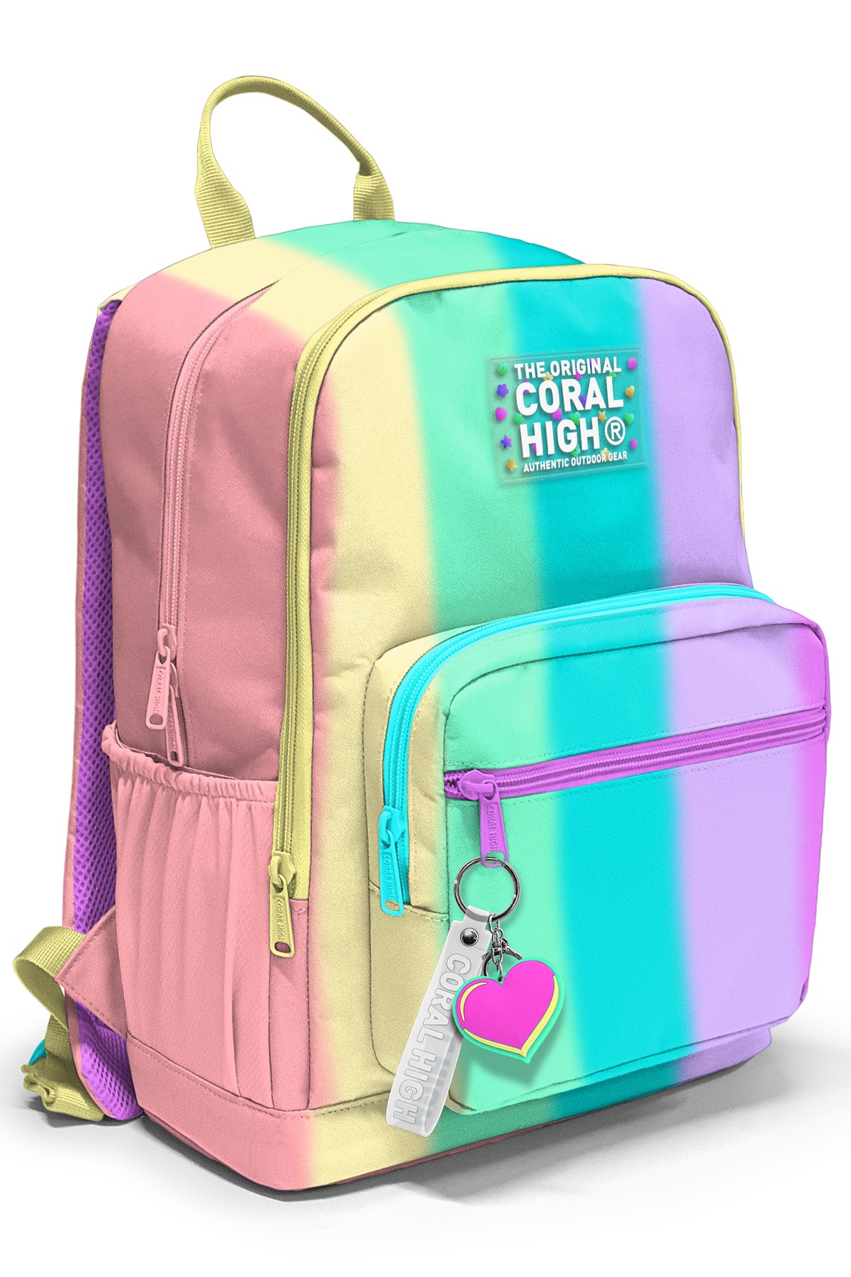 Coral High Renkli Çizgili Desenli 3’lü Okul Çanta Seti