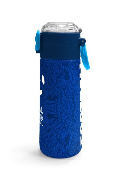 Coral High Kids Lacivert Saks Futbol Desenli Pipetli ve Direkt İçim Çelik Termos 500 ml