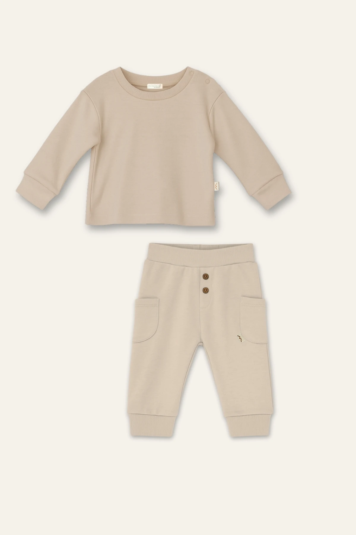 Unisex Bebek Organik İkili Takım - Bej