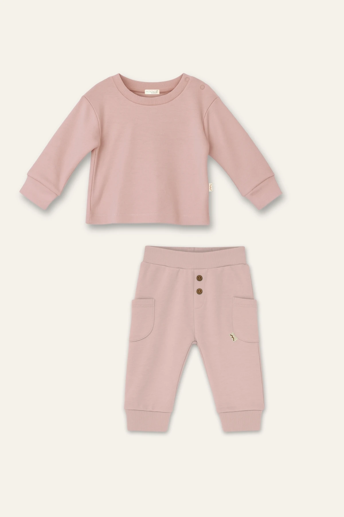 Unisex Bebek Organik İkili Takım - Pembe