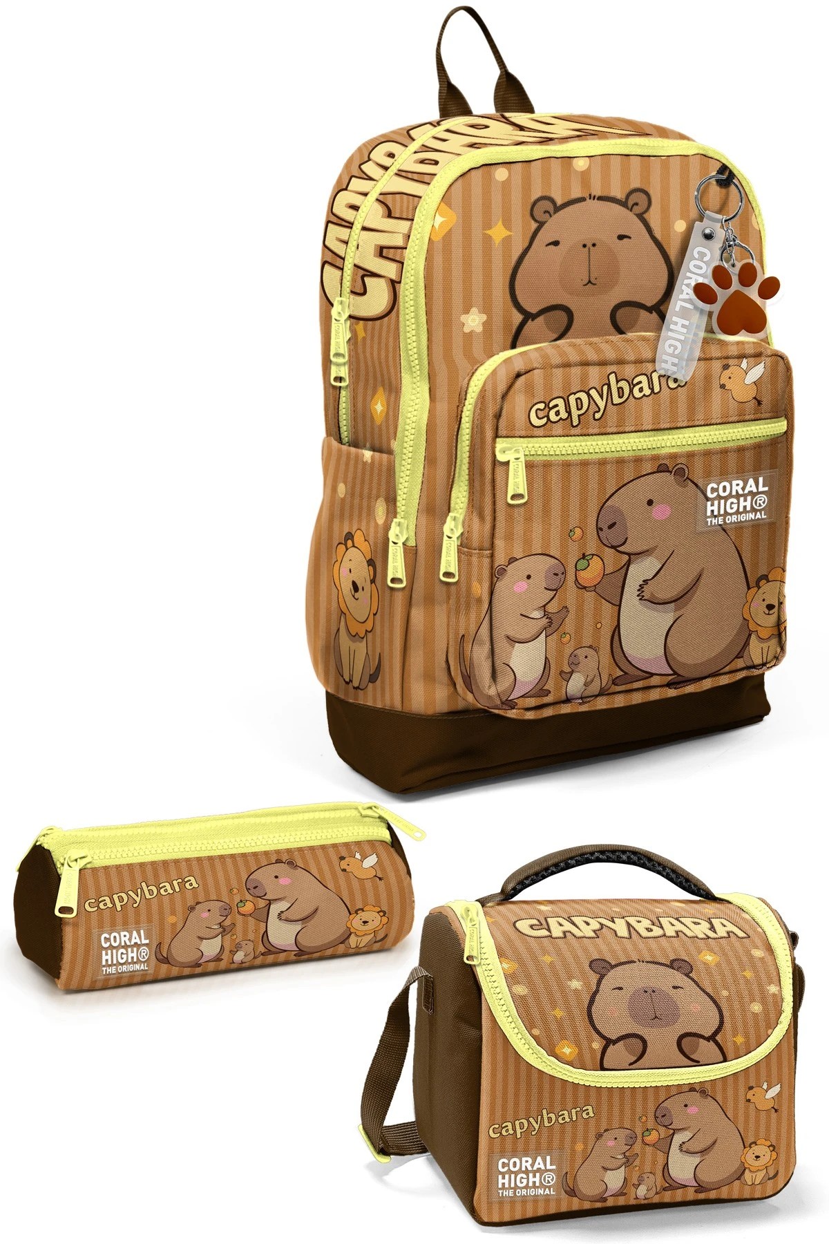 Coral High Kids Capybara Desenli 3’lü Okul Çanta Seti