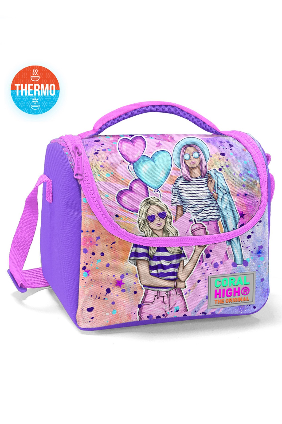 Coral High Kids Pembe Mor Fashion Girl Desenli 3’lü Okul Çanta Seti