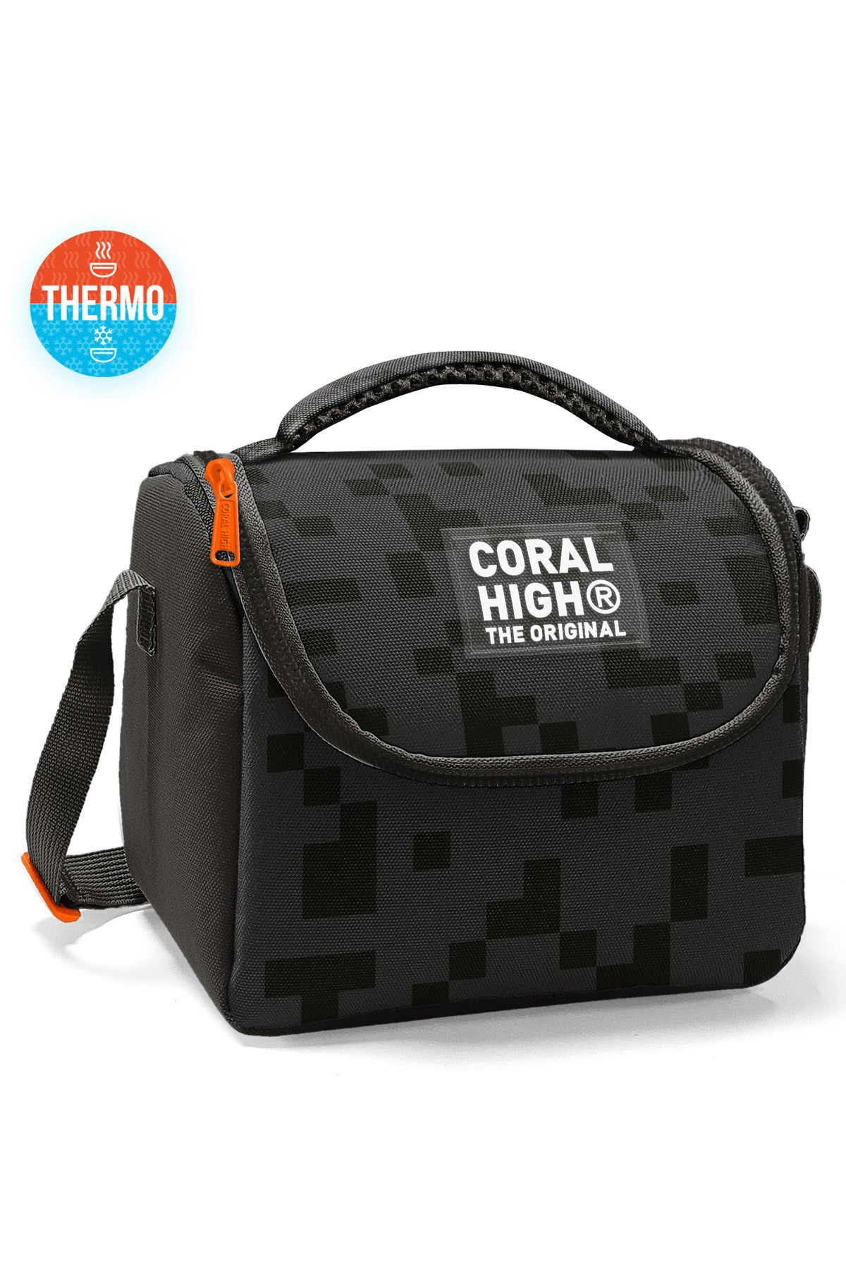 Coral High Siyah Blok Desenli 3’lü Okul Çanta Seti