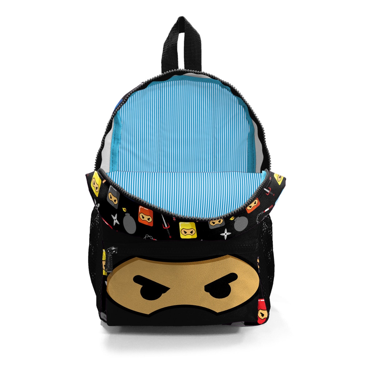 Minik Yuva Sırt Çantası Siyah Ninja Desenli İki Bölmeli