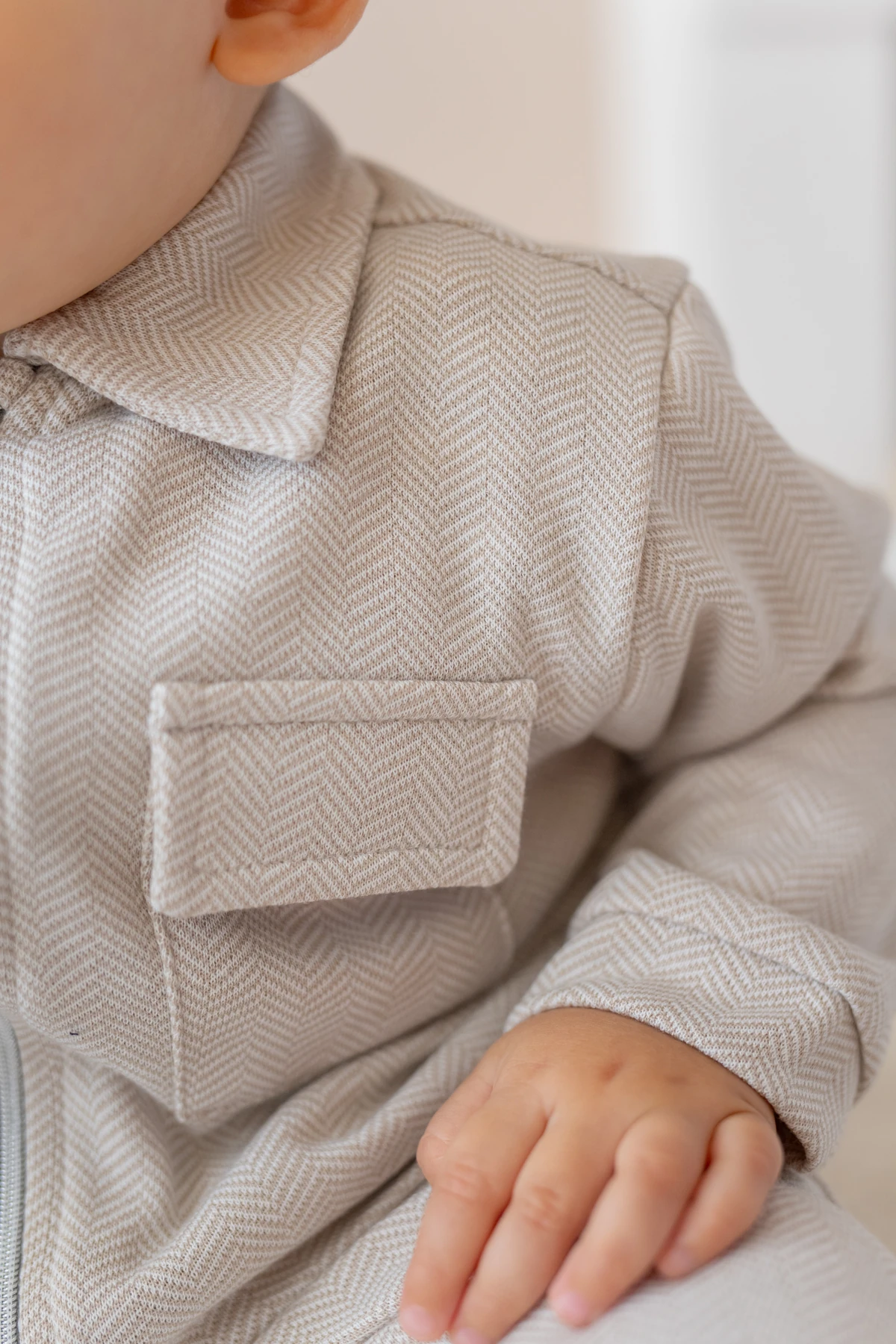 Erkek Bebek Fermuarlı Örme Ceket ve Pantolon Takım