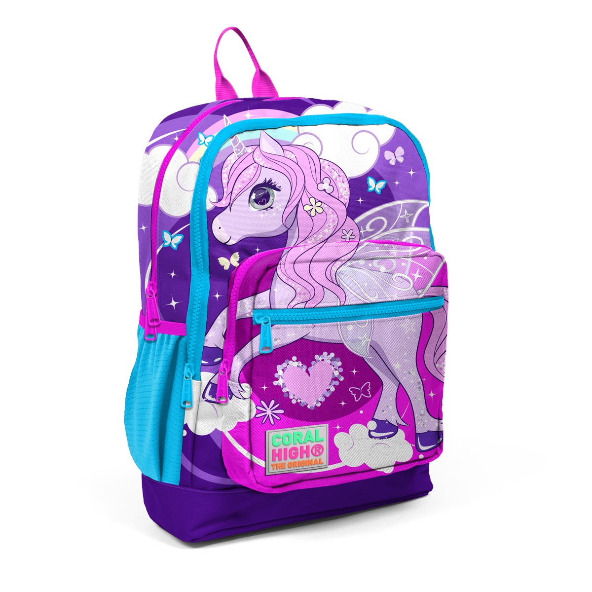 Coral High Kids Mor Pembe Unicorn Desenli 3’lü Okul Çanta Seti
