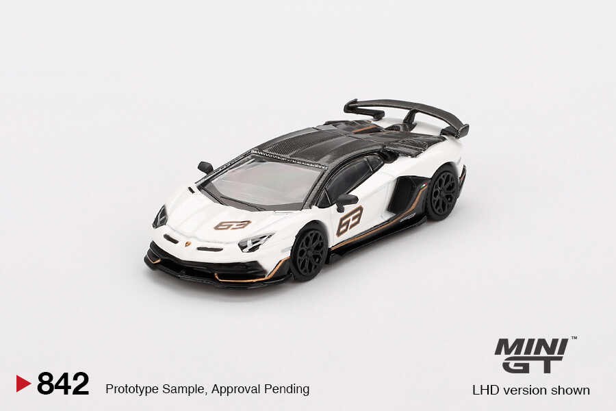 Mini GT 1/64 Lamborghini Aventador SVJ 63 Bianco Asopo MGT00842