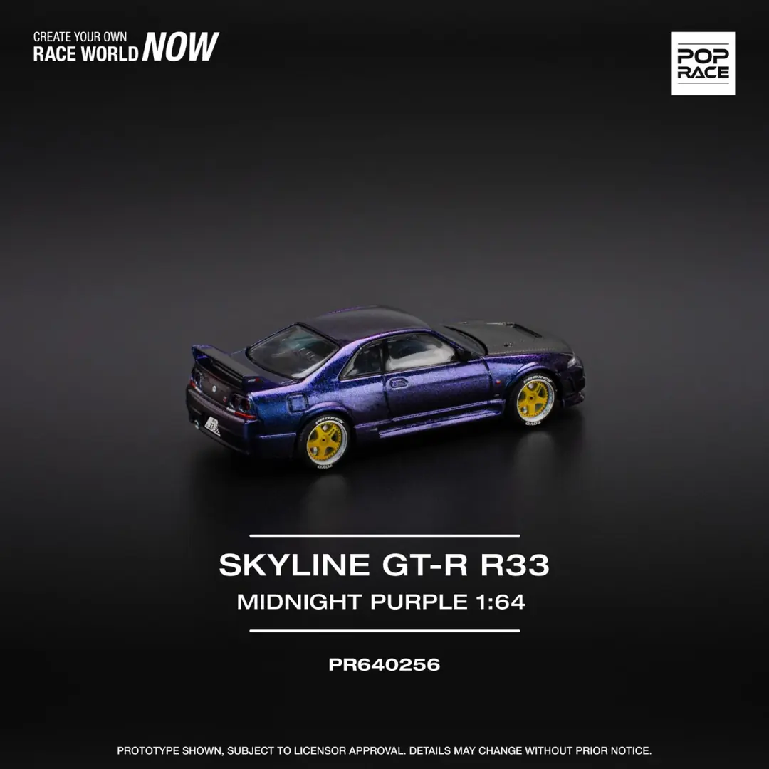 Pop Race 1/64 Nissan GT-R R33 Nismo 400R Midnight Purple PR640256