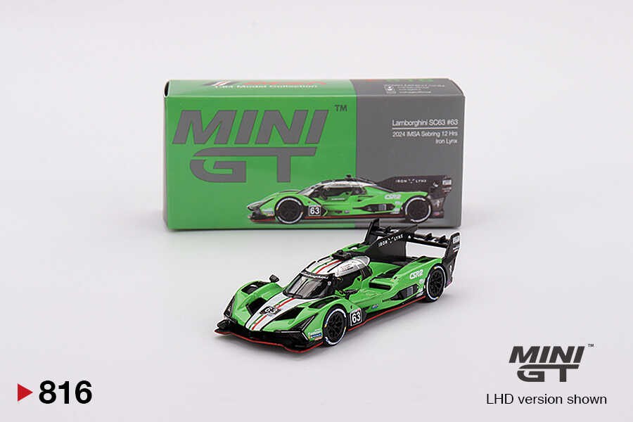  Mini GT 1/64 Lamborghini SC63 #63 Iron lynx 2024 IMSA Sebring 12 Hrs MGT00816