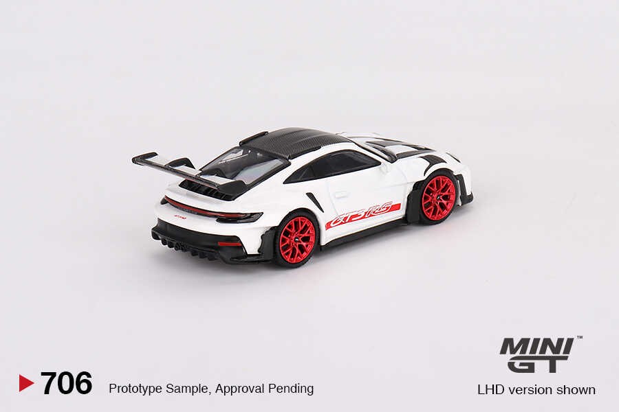 Mini GT 1/64 Porsche 911 (992) GT3 RS Weissach Package White with Pyro Red MGT00706