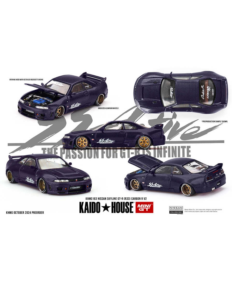 (ÖN SATIŞ) Mini GT 1/64 KaidoHouse Nissan Skyline GT-R (R33) Active Carbon R V2 KHMG163