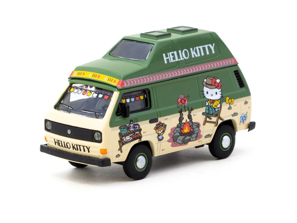 Schuco x Tarmac Works 1/64 Volkswagen T3 Van Hello Kitty Camping - COLLAB64 T64S-001-HK
