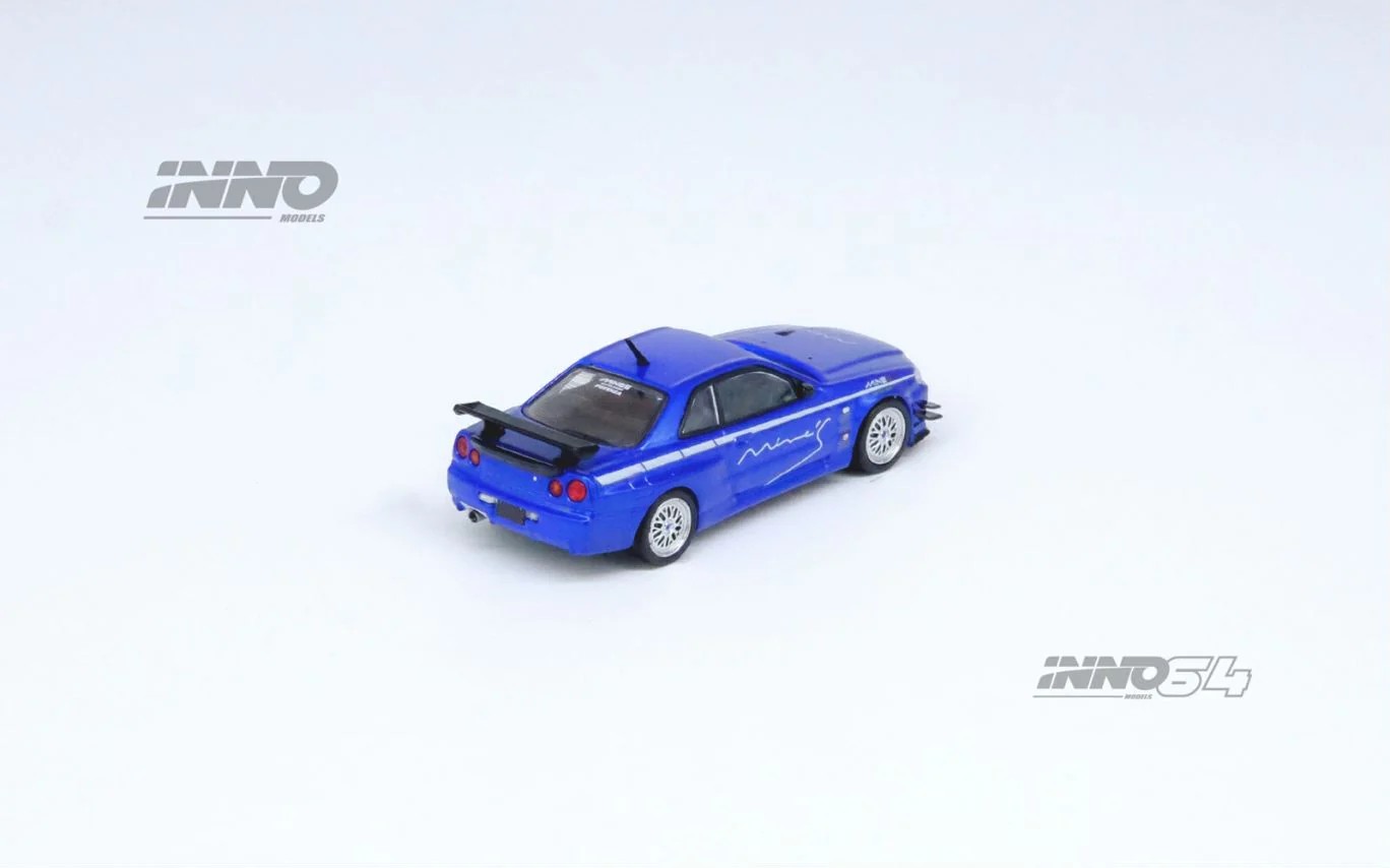 Inno 1/64 Nissan Skyline GT-R (R34) V-SPEC Tuned by "MINE'S" IN64-R34VS-MINES-BL