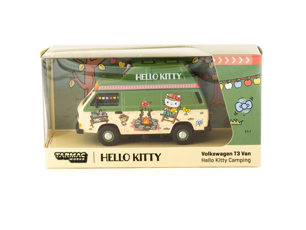 Schuco x Tarmac Works 1/64 Volkswagen T3 Van Hello Kitty Camping - COLLAB64 T64S-001-HK