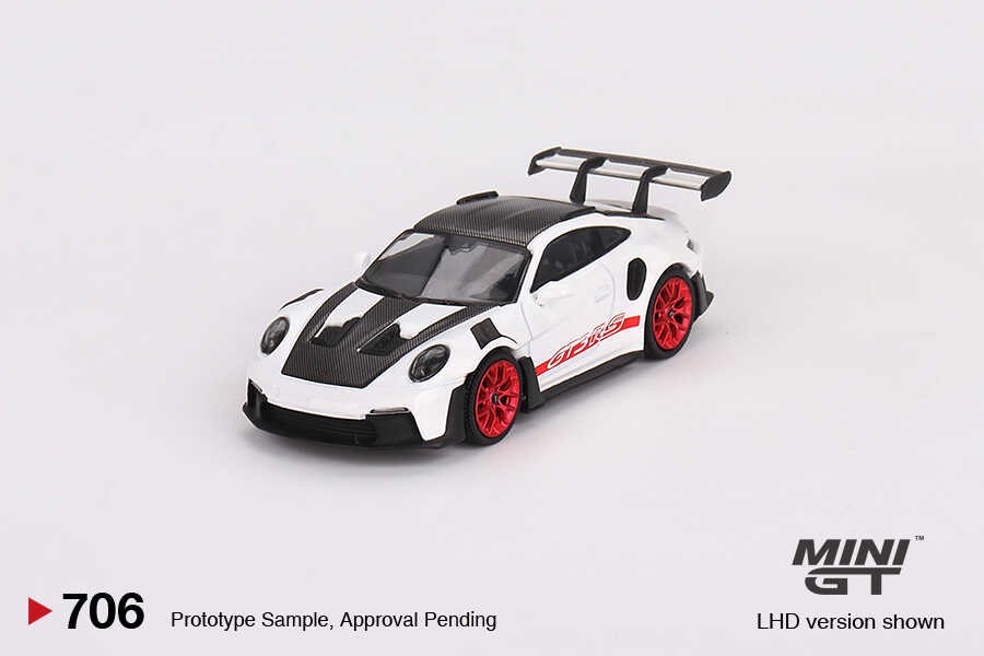 Mini GT 1/64 Porsche 911 (992) GT3 RS Weissach Package White with Pyro Red MGT00706