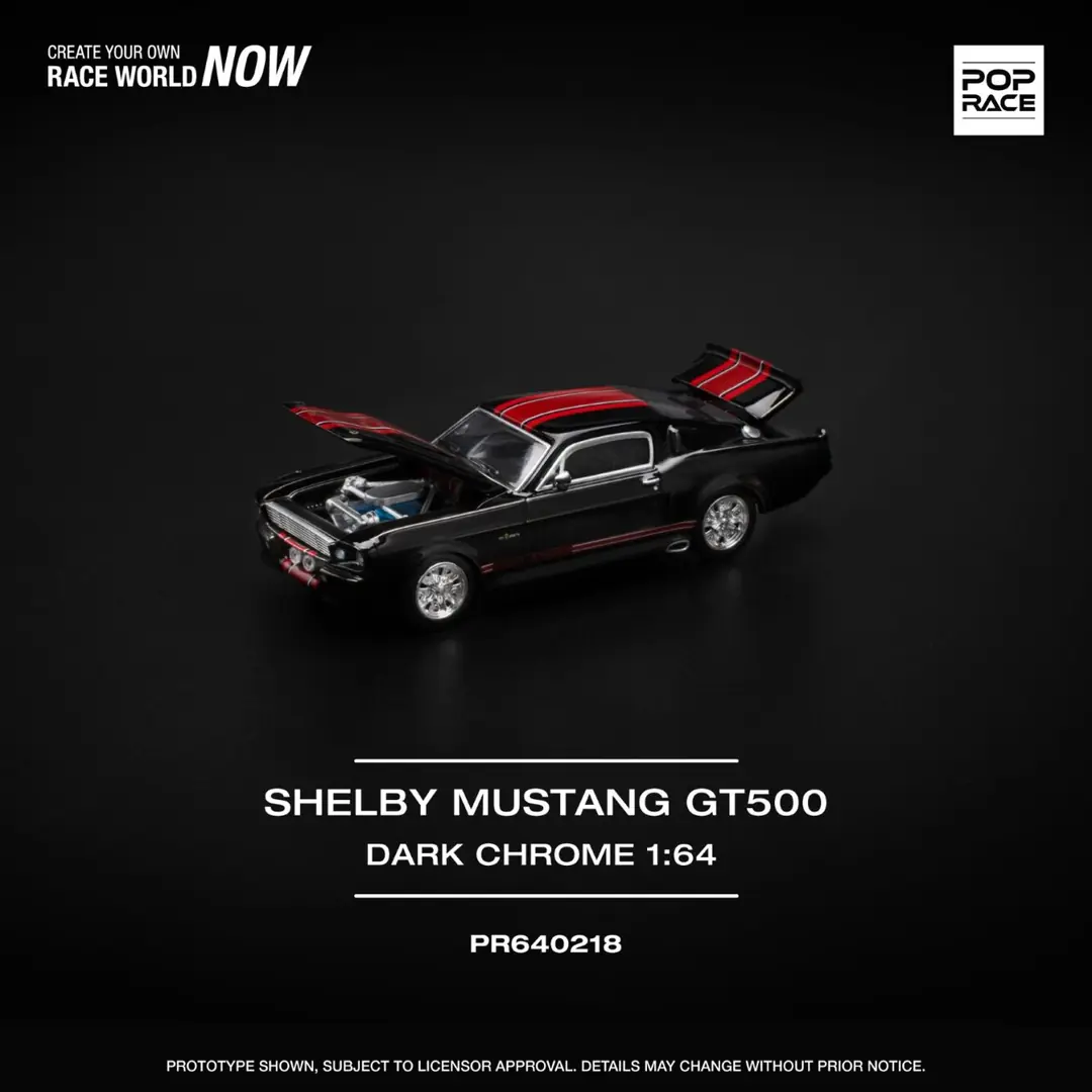 Pop Race 1/64 1967 Shelby Mustang GT500 Dark Chrome