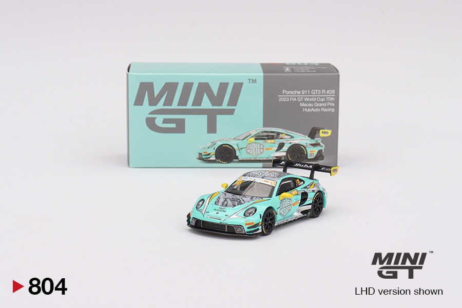  Mini GT 1/64 Porsche 911 GT3 R HubAuto Racing 2023 FIA GT World Cup 70th Macau Grand Prix MGT00804