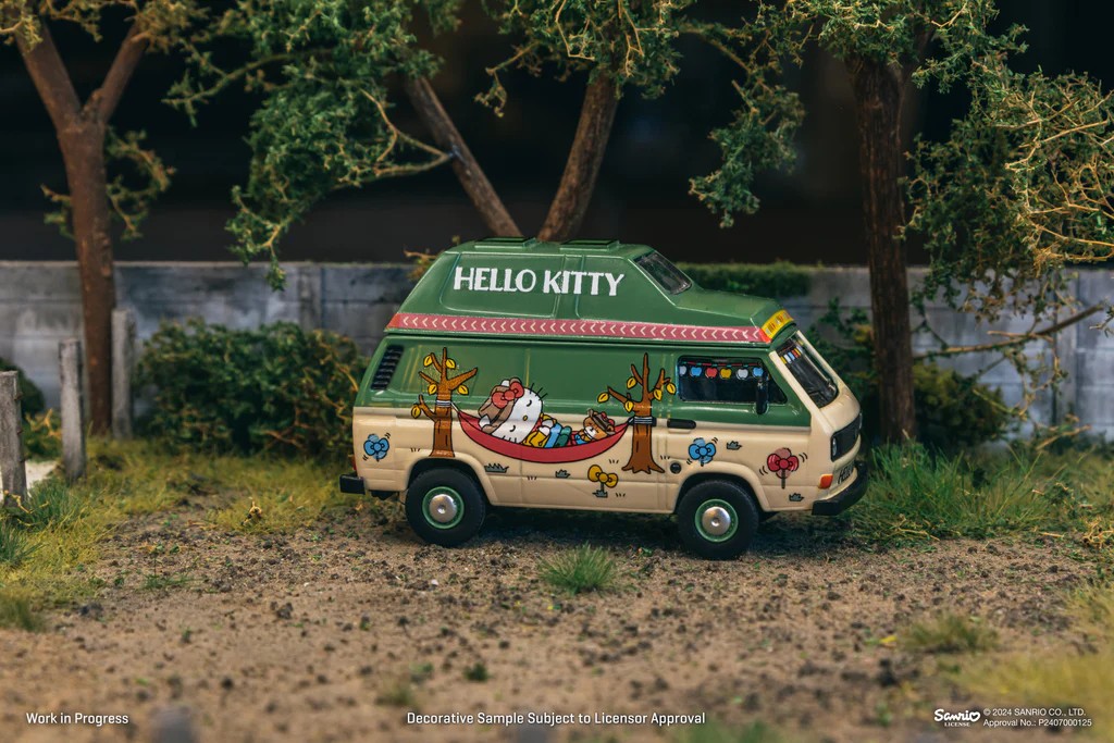 Schuco x Tarmac Works 1/64 Volkswagen T3 Van Hello Kitty Camping - COLLAB64 T64S-001-HK