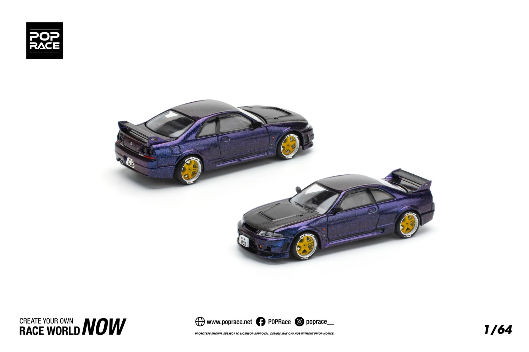 Pop Race 1/64 Nissan GT-R R33 Nismo 400R Midnight Purple PR640256