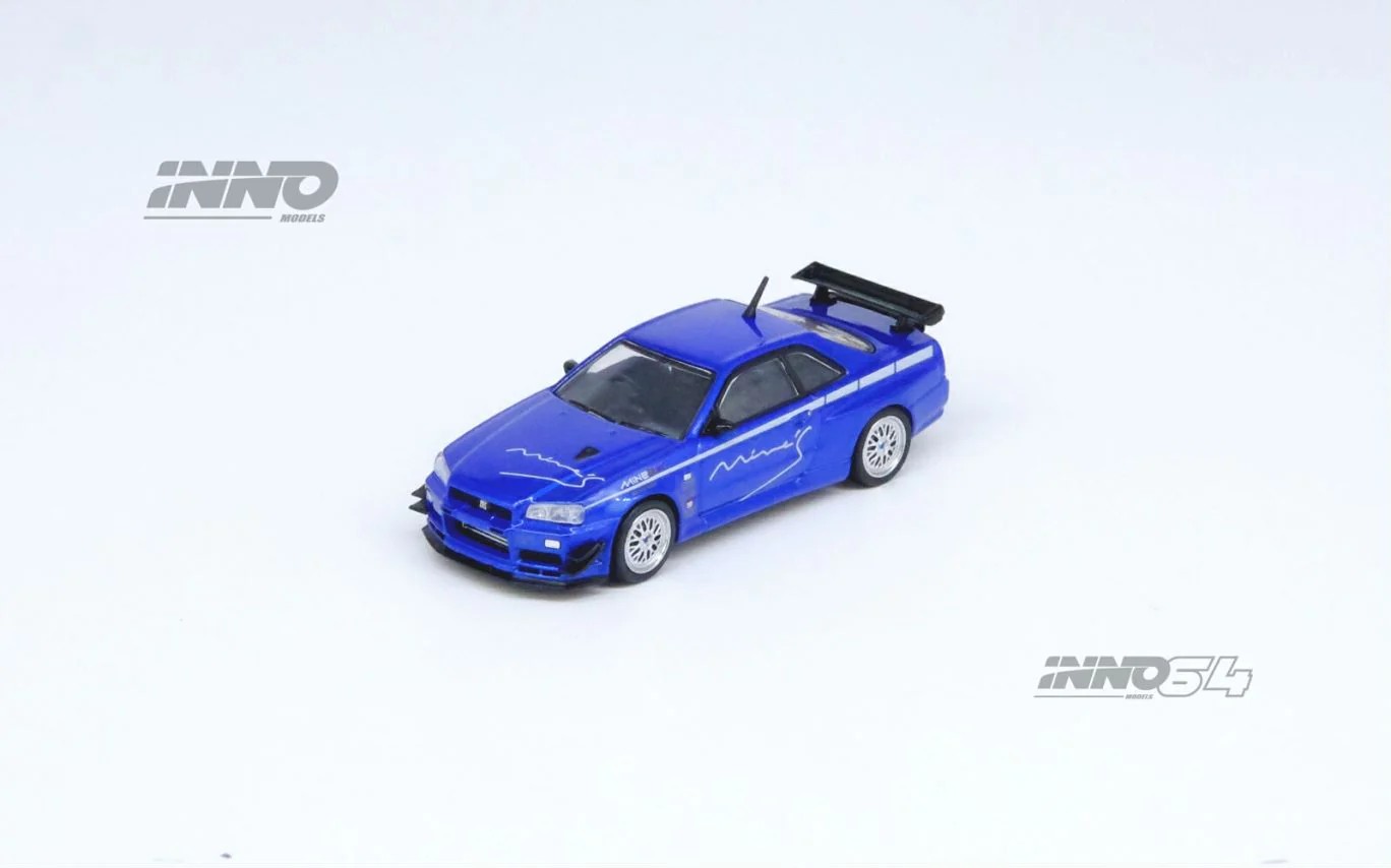 Inno 1/64 Nissan Skyline GT-R (R34) V-SPEC Tuned by "MINE'S" IN64-R34VS-MINES-BL