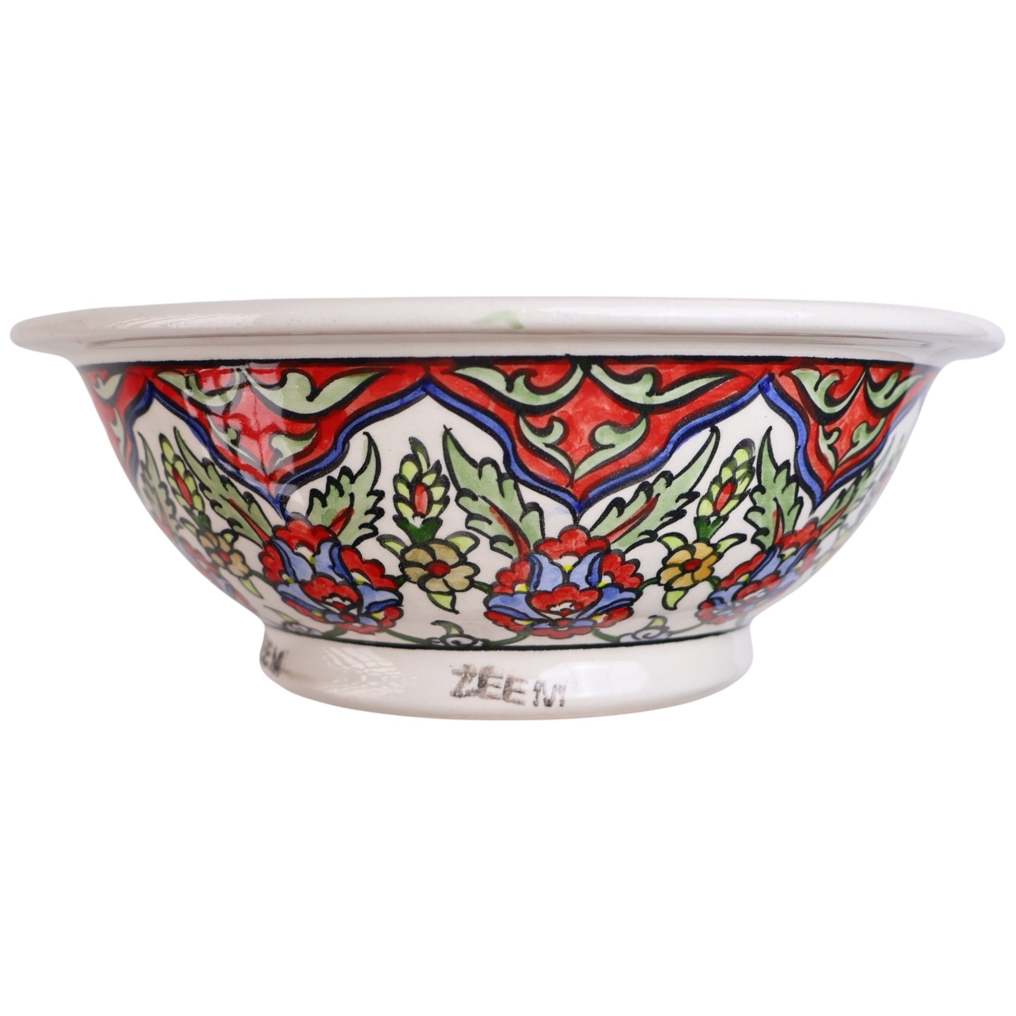 Hand-Painted Ceramic Sink - Turkish Ceramic Bowl Sink | Iznik-Inspired Vibrant Floral Ceramic Decor for Bathroom Remodeling