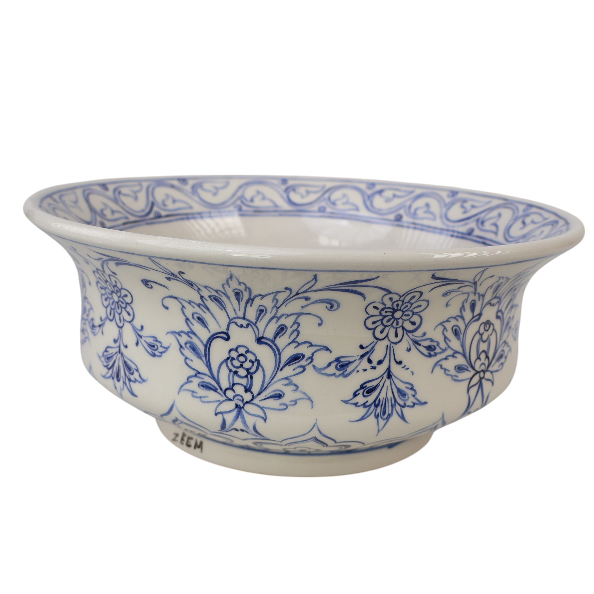 Handmade Ottoman Ceramic Sink – Blue Floral Bathroom Basin – Zeem Ceramic