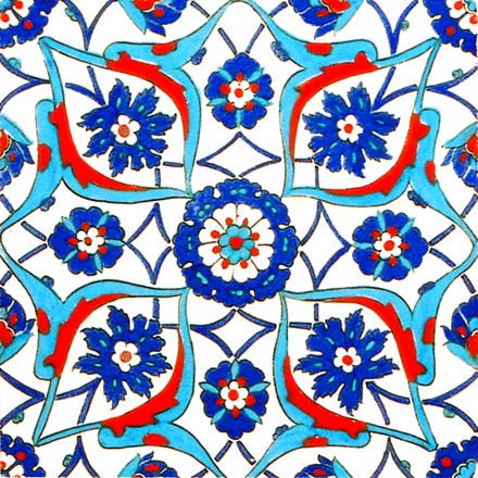 Hand Painted Turkish Ceramic Tile -  Handmade Decorative Floral Patterned Tile - 8 in [20Cm] - Zeem Ceramic