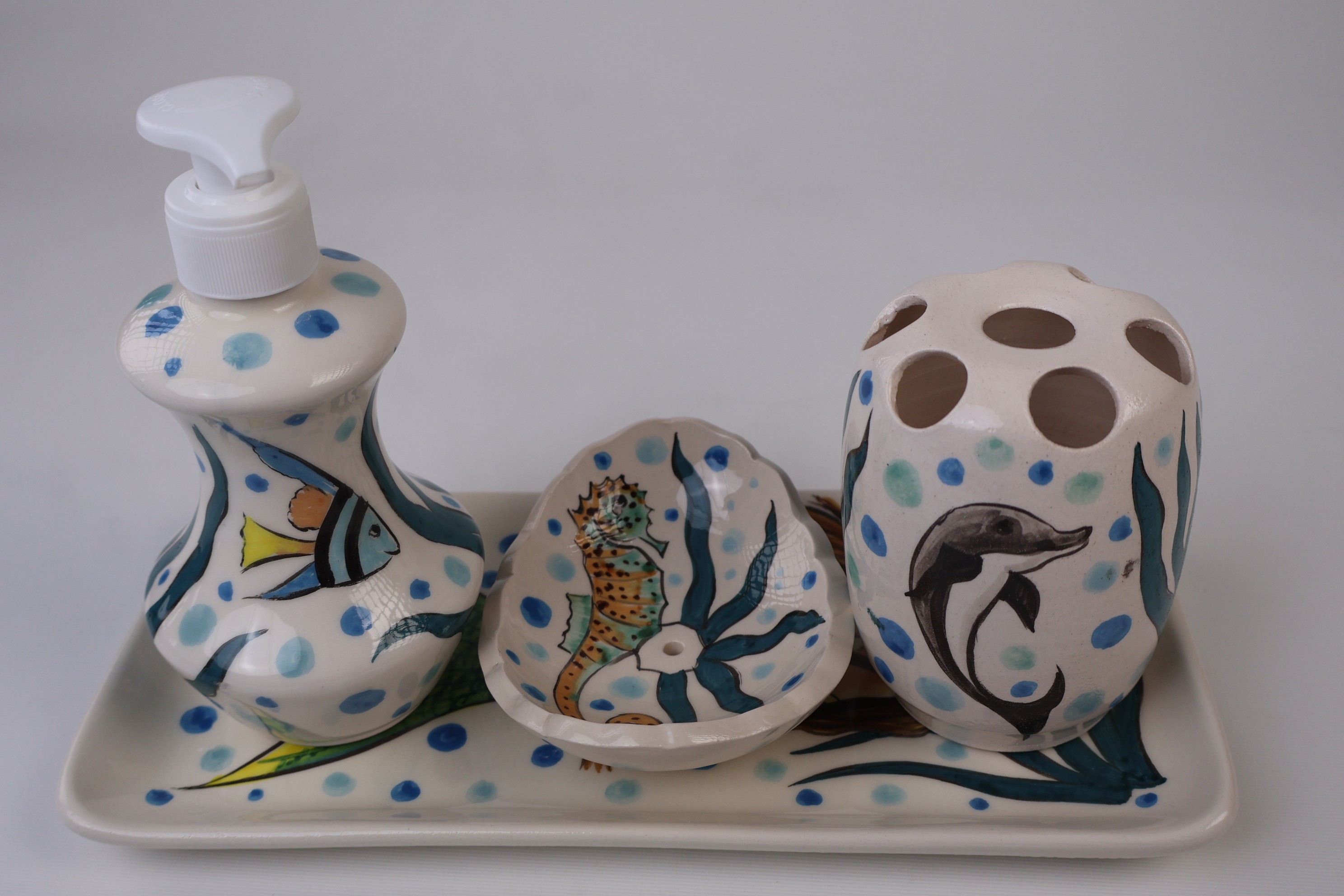 Hand-Painted Ceramic Bathroom Décor Set & Mermaid and Sea | Zeem Ceramic