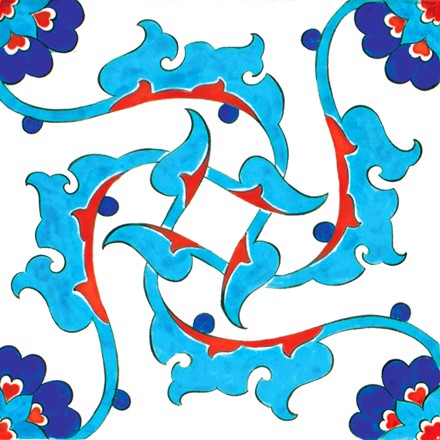 Hand Painted Turkish Ceramic Tile -  Handmade Decorative Floral Patterned Tile - 8 in [20Cm] - Zeem Ceramic