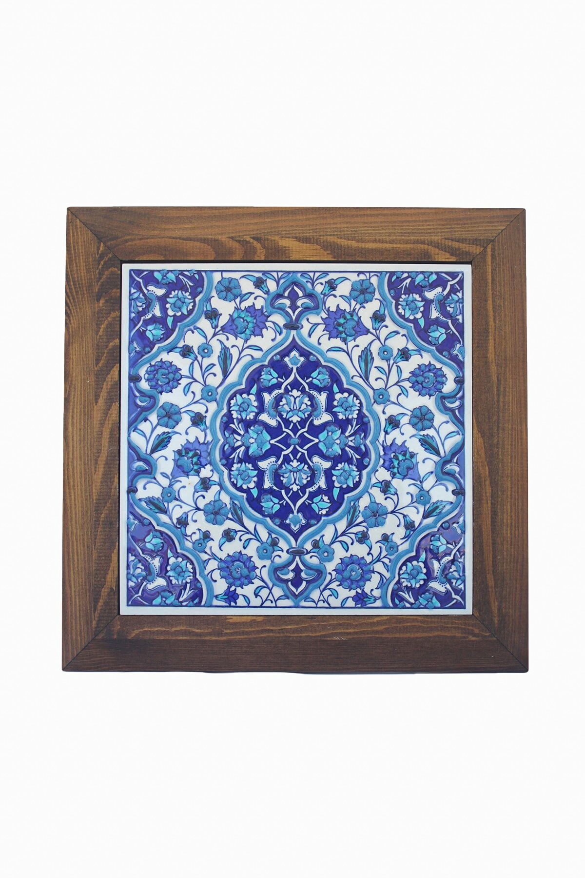 Hand Painted Turkish Ceramic Tile -  Handmade Decorative Floral Patterned Tile - 8 in [20Cm] - Zeem Ceramic