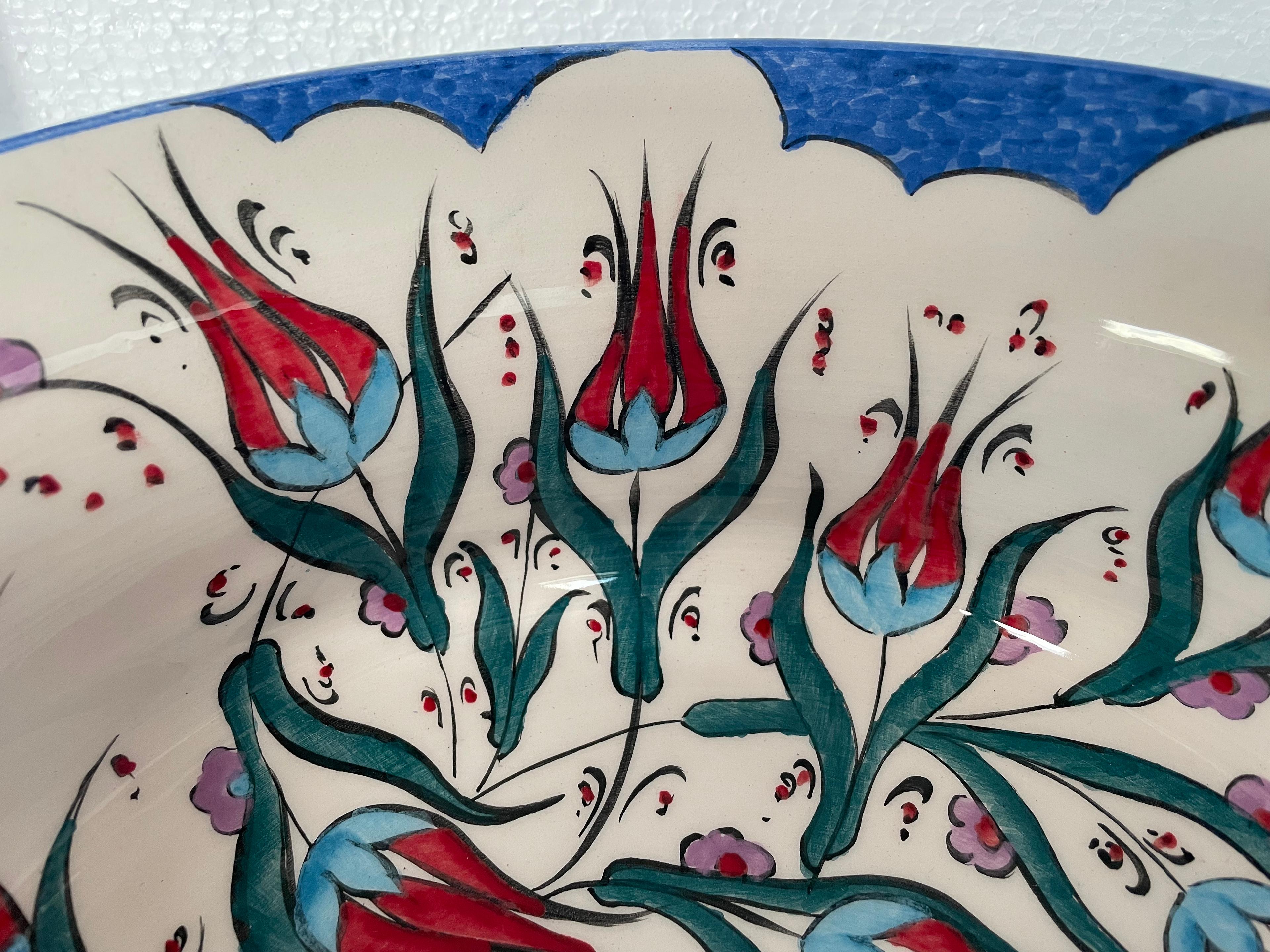 Hand Painted Bathroom Ceramic Vessel Sink Countertop - Tulip and Fish