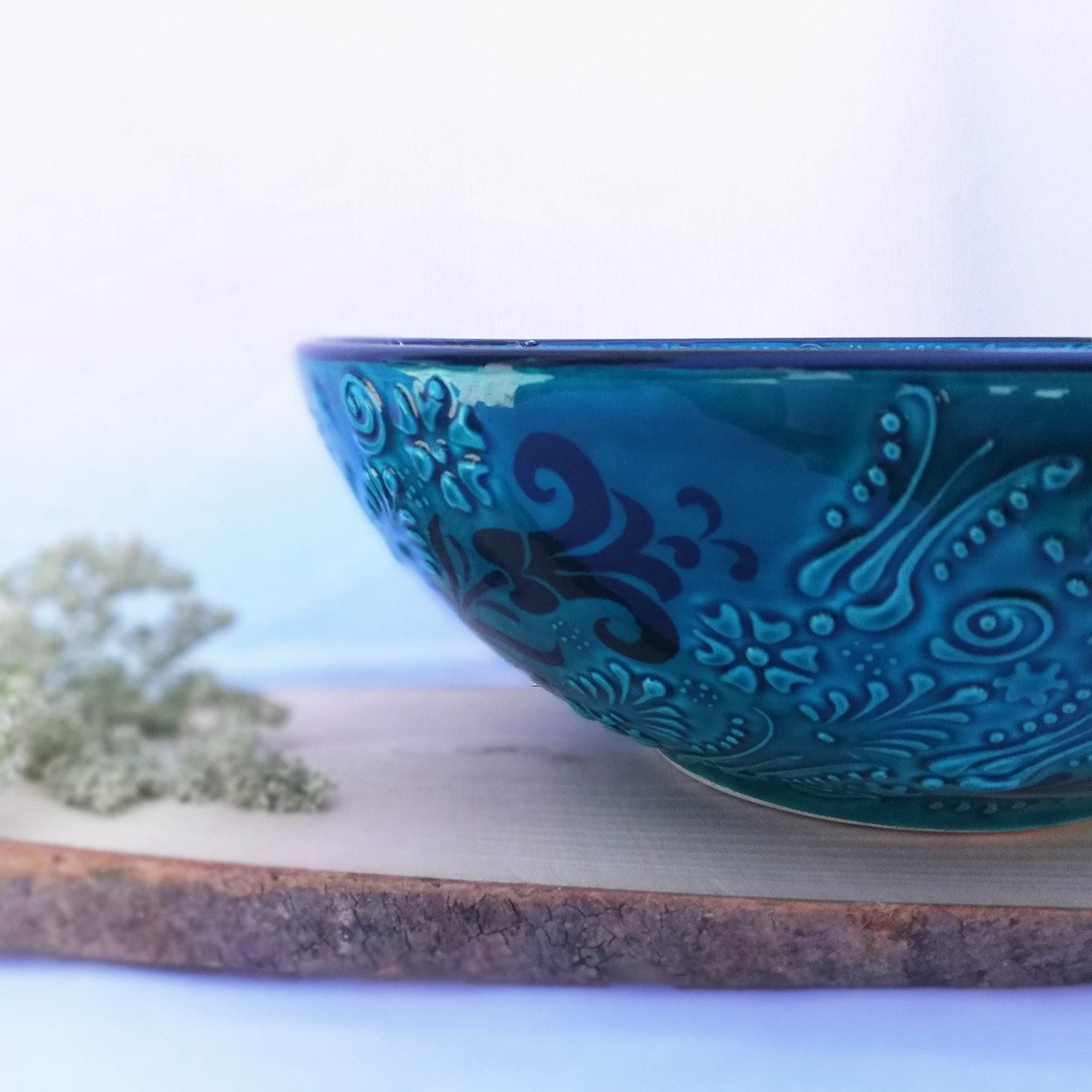 Artisan Hand Painted Ceramic Salad & Fruit Multicolor Bowls - Turquoise