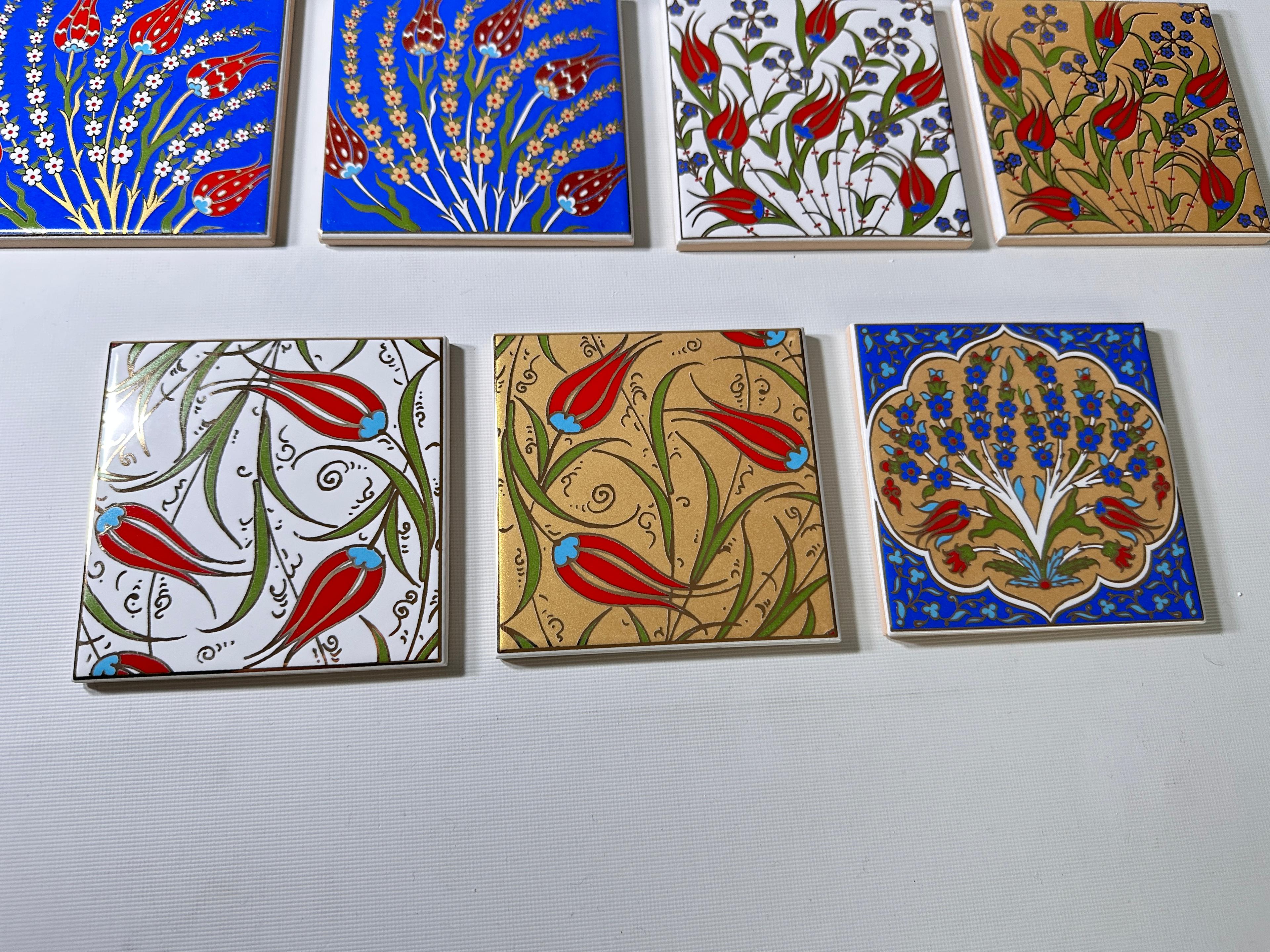 Screen-Printed Islamic Tile Designs - Handcrafted Backsplash Tile with Traditional Pattern 3.7in[10cm]