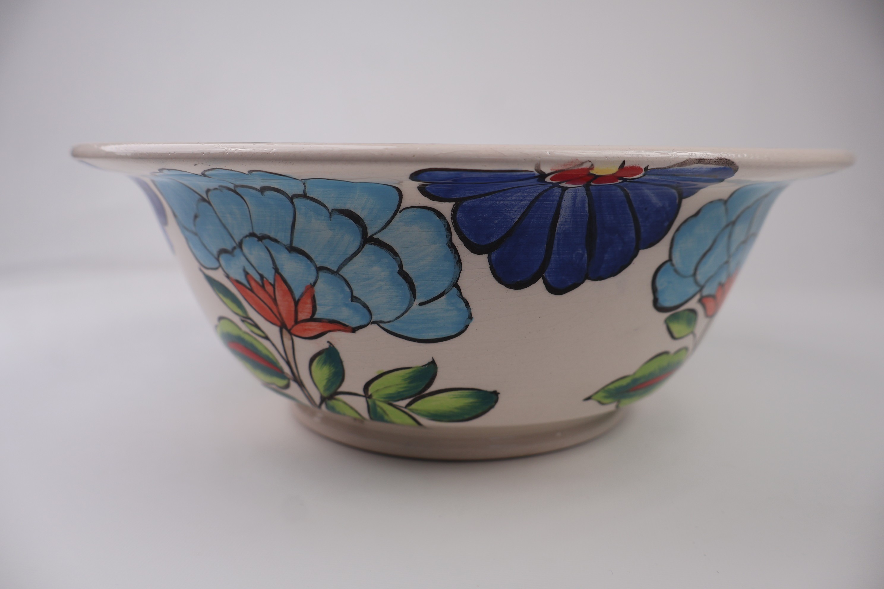 Colorful Floral & Butterfly Design Ceramic Sink - Handmade Masterpiece