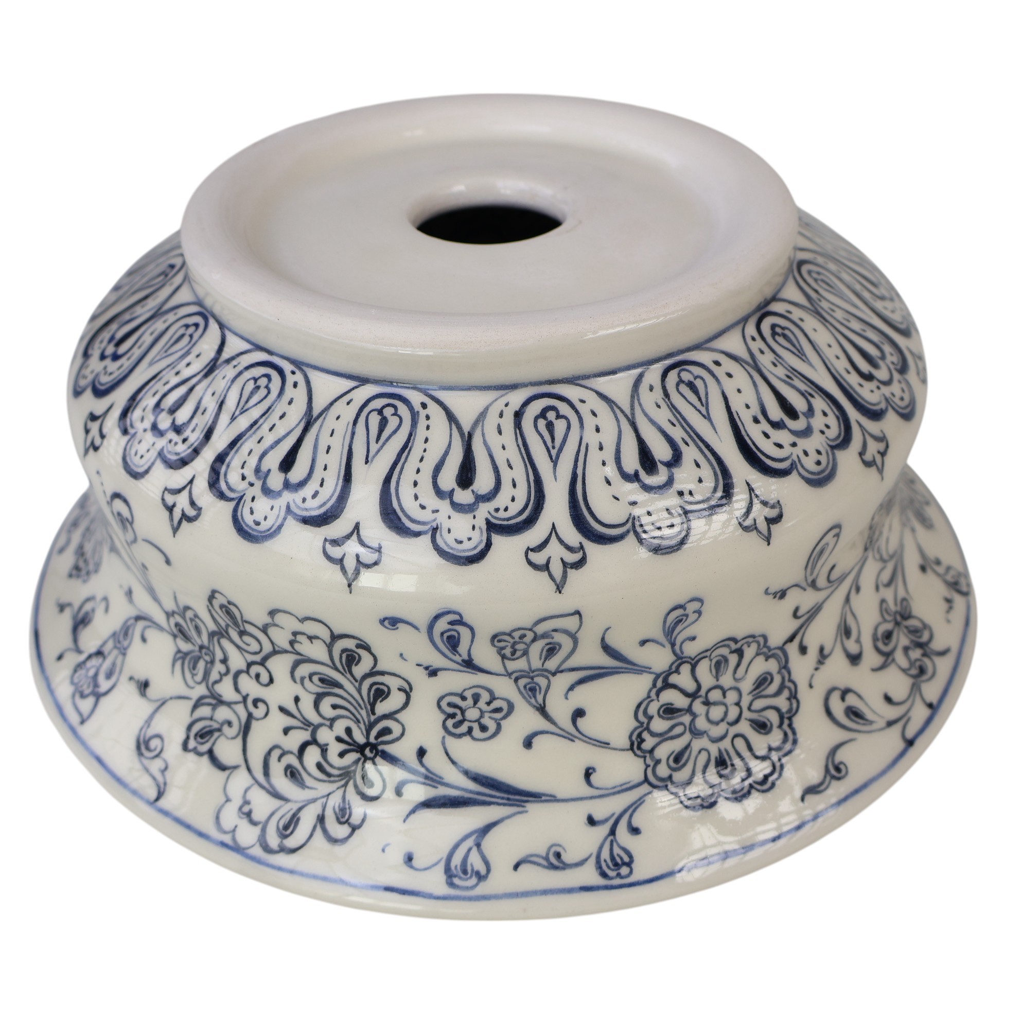 Ottoman-Inspired Floral Ceramic Sink – Handcrafted Blue & Ivory Bathroom Basin – Zeem Ceramic