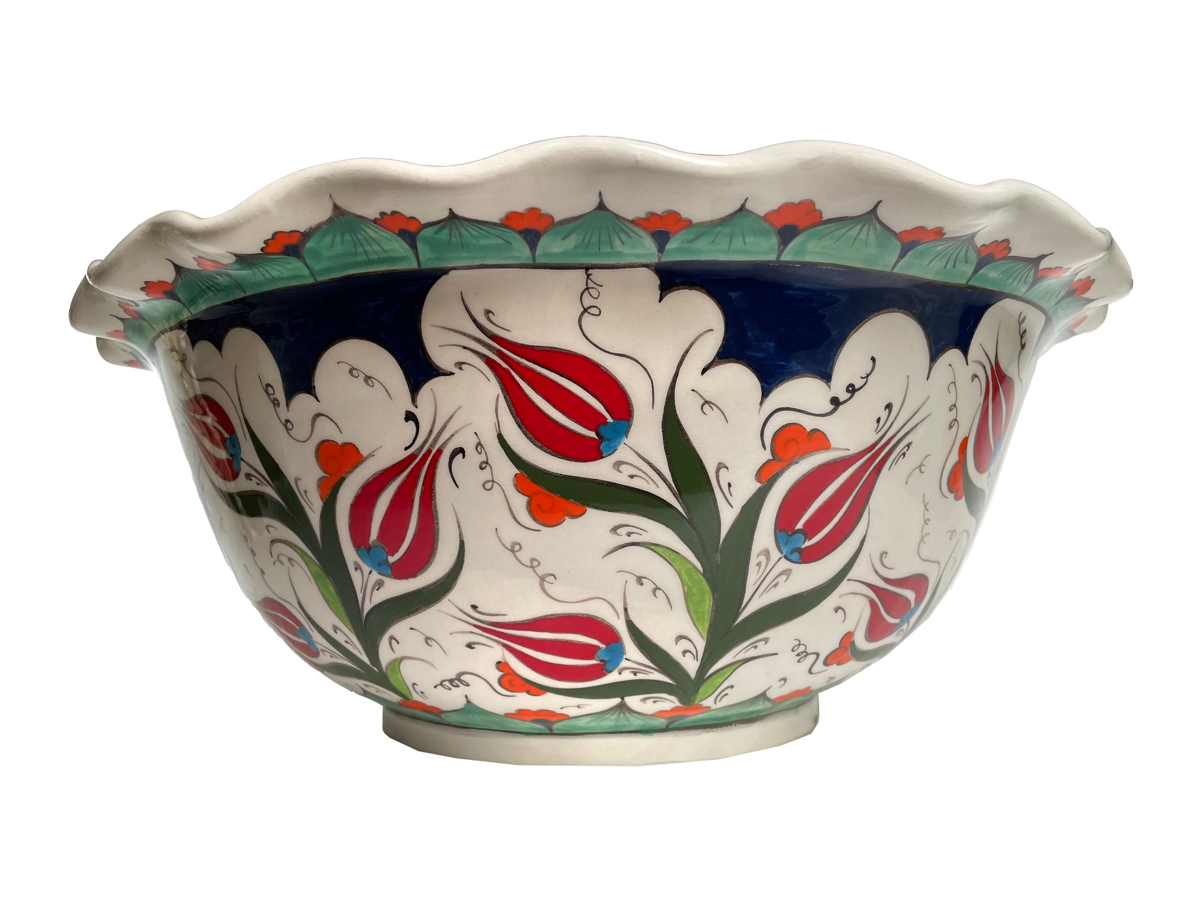 Hand Painted Bathroom Ceramic Vessel Sink Countertop - Tulips