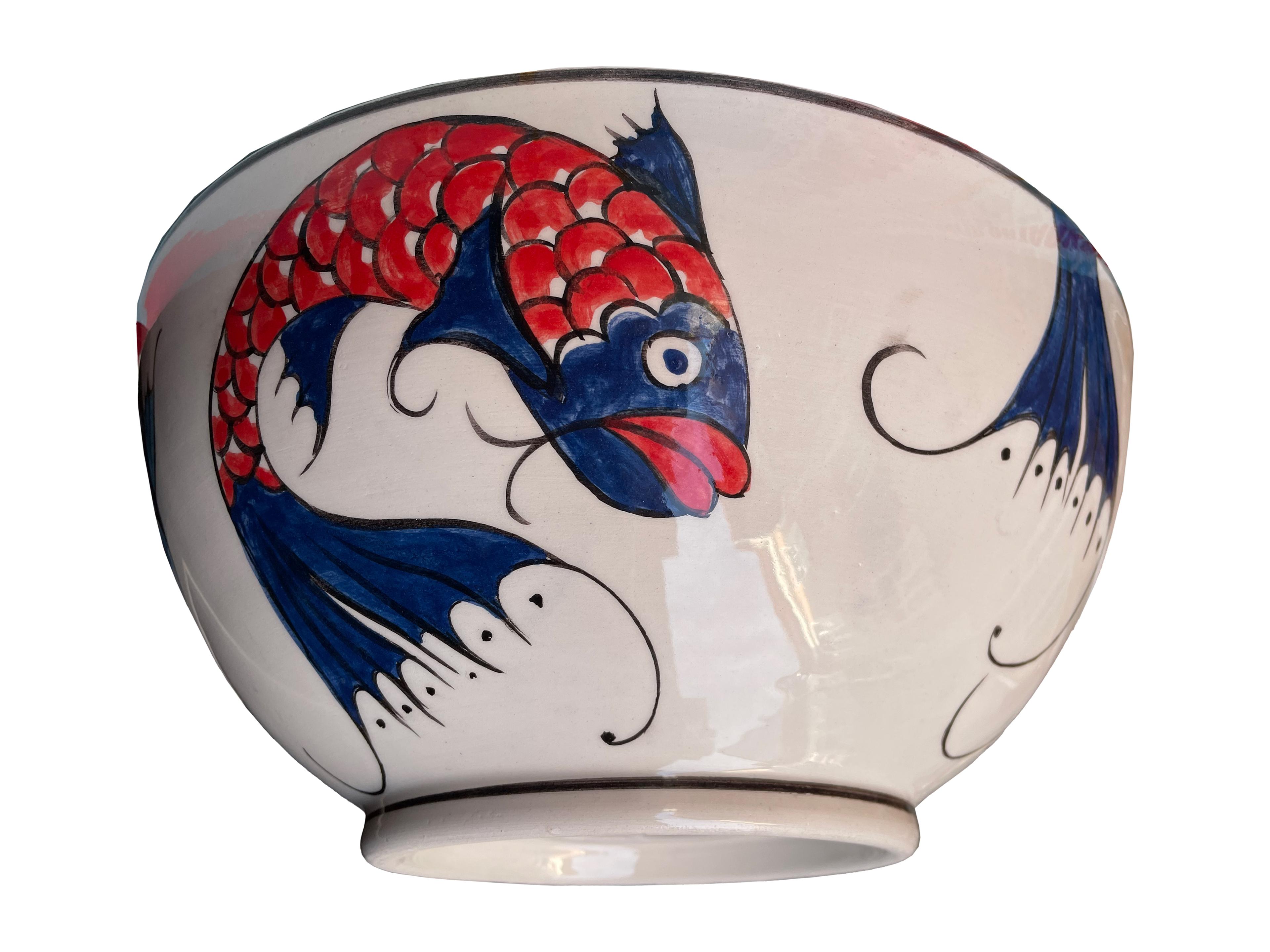 Hand Painted Bathroom Ceramic Vessel Sink Countertop - Fishes